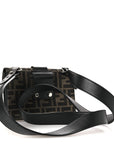 Recycled Fabric Jacquard Vitello Grace FF 1974 Baguette Belt Pouch Tobacco Moro Black