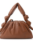 Nappa Knot Top Handle Shoulder Bag Cognac