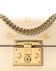 Grained Calfskin Bee Star Small Padlock Shoulder Bag White