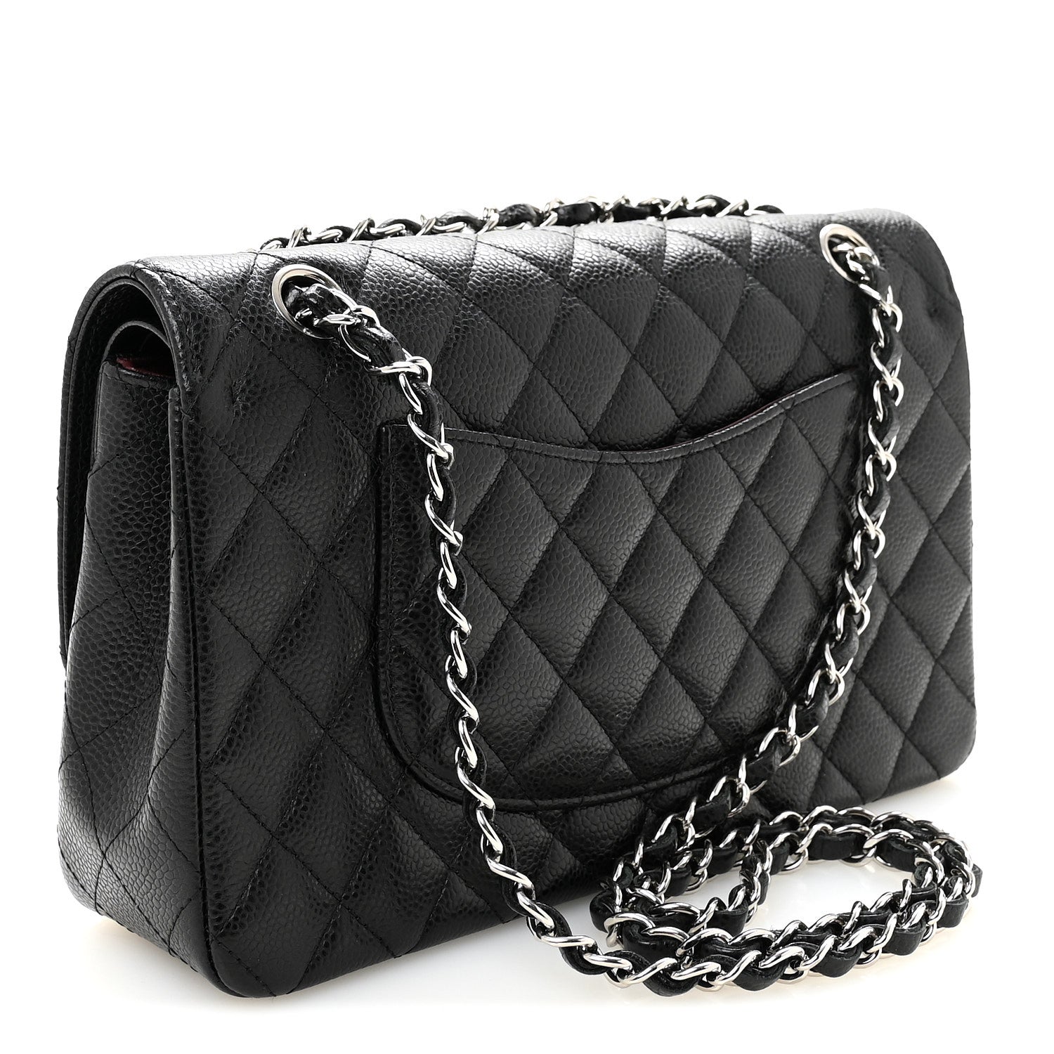 Caviar Quilted Medium Double Flap Black
