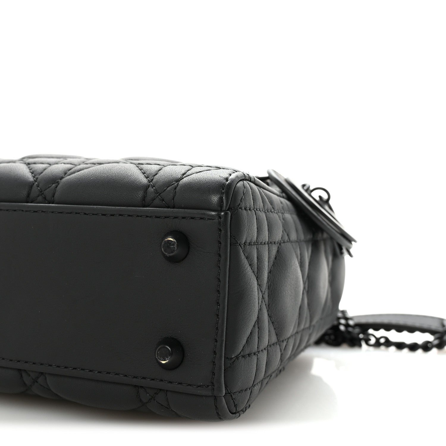 Ultra Matte Calfskin Cannage Mini Lady D1OR Black