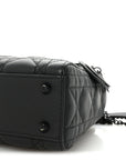 Ultra Matte Calfskin Cannage Mini Lady D1OR Black
