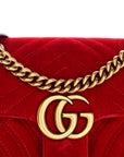 Velvet Matelasse Mini GG Marmont Shoulder Bag Hibiscus Red