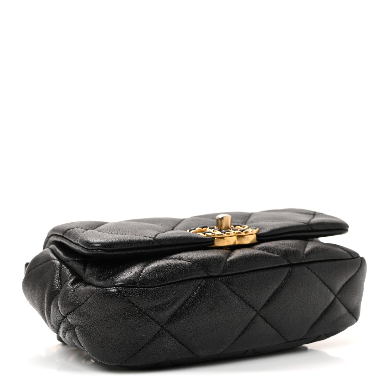 Goatskin Quilted CHNL 19 Waist Bag Black