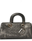 Metallic Calfskin Cannage Stitched Small East West Lady D1OR Bronze
