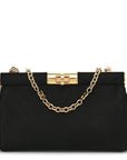 Satin Small Marlene Chain Clutch Black