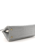 Crocodile Embossed Calfskin Mini Frances Tote Cloud Grey