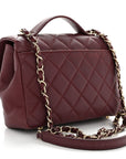 Caviar Quilted Small Business Affinity Flap Burgundy