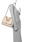 Goatskin Quilted Maxi CHNL 19 Flap Beige