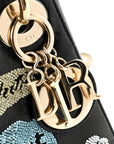 Calfskin Beaded Mini Lady D1OR Black
