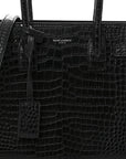 Calfskin Crocodile Embossed Baby Sac De Jour Black