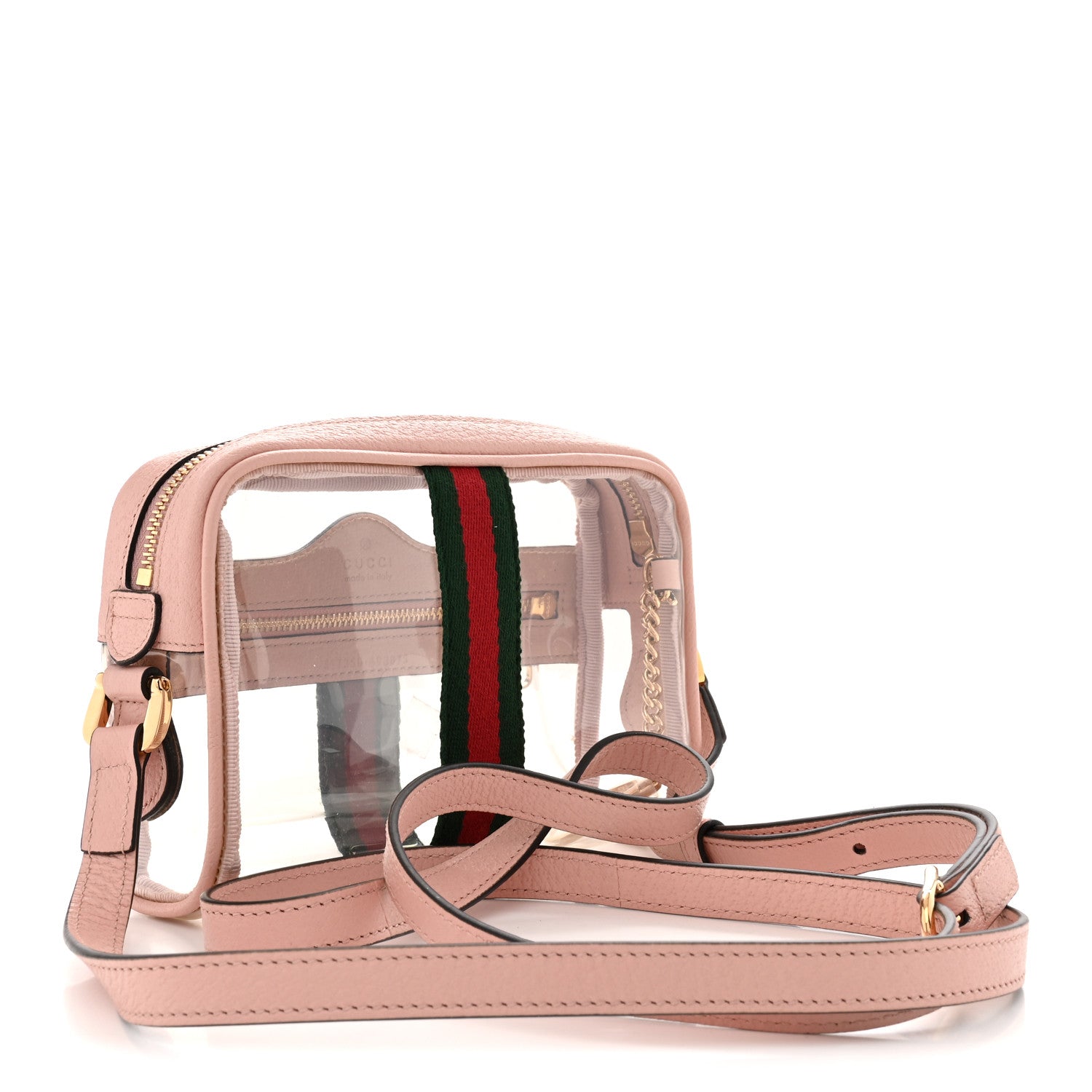 Vinyl Web Mini Ophidia Transparent Shoulder Bag Perfect Pink