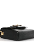 Lizard Embossed Crystal Embellished DG Millennials Mini Crossbody Bag Black