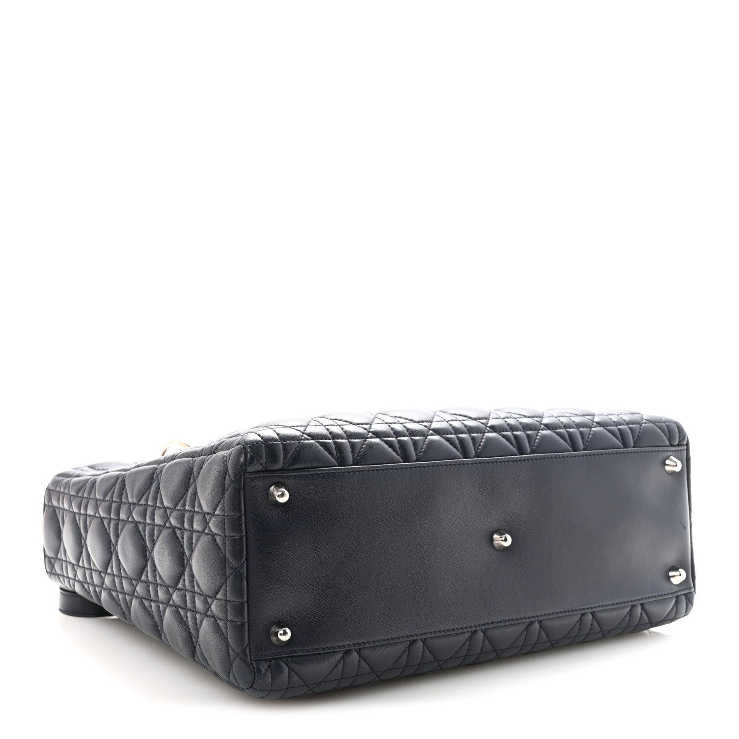 Lambskin Cannage Large Lady D1OR Navy Blue