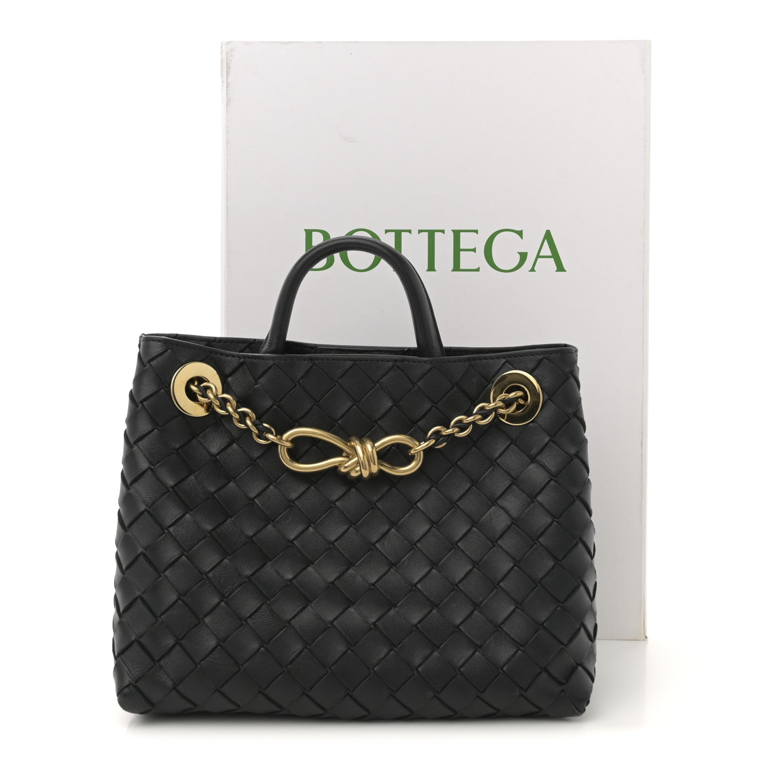 Nappa Intrecciato Small Andiamo With Chain Shoulder Bag Black