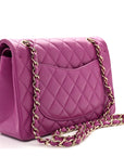 Lambskin Quilted Small Double Flap Purple