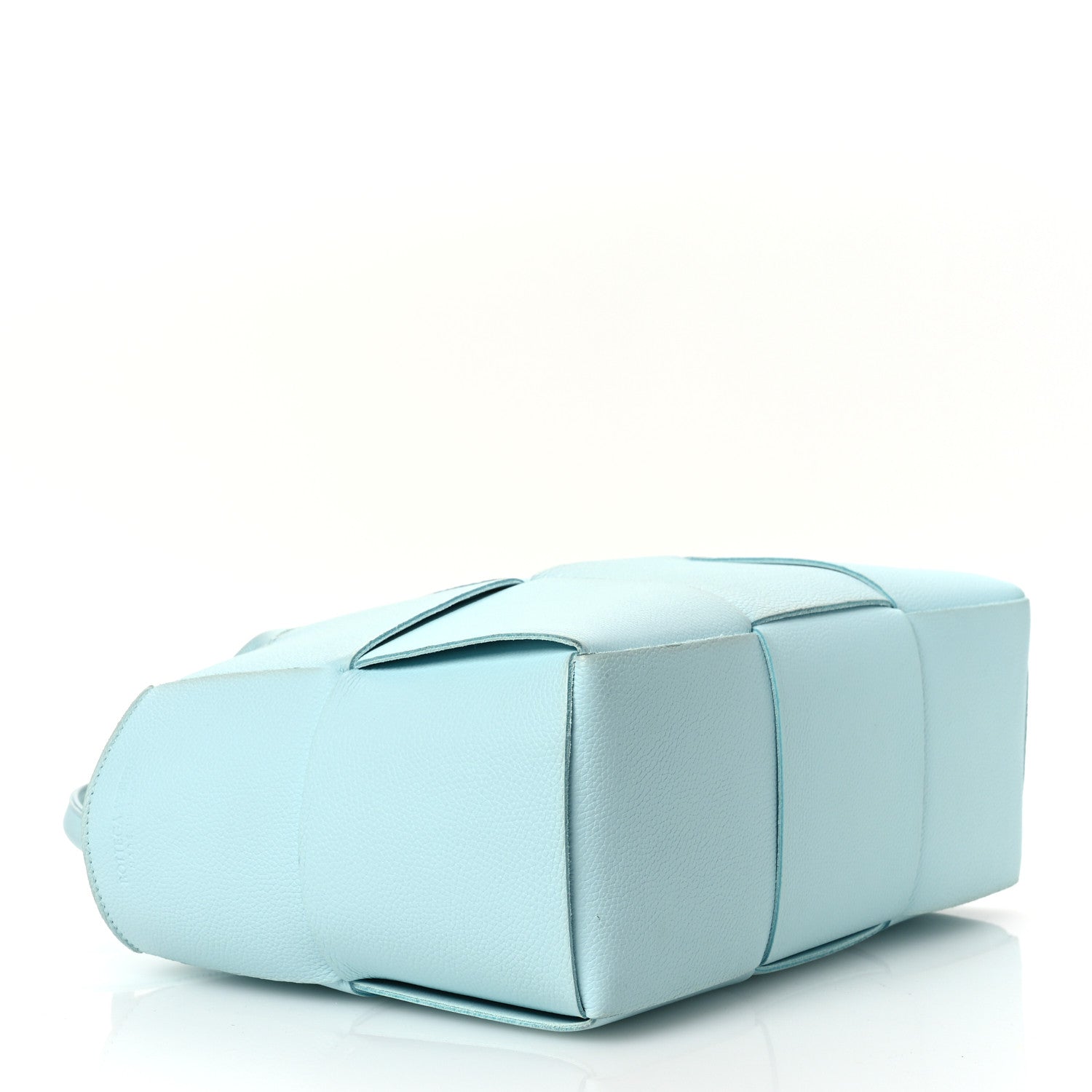 Grained Calfskin Maxi Intrecciato Small Arco Tote Pale Blue