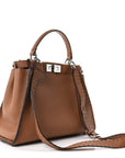 Cuoio Romano Selleria Bi-Color Medium Peekaboo Iconic Satchel Mou Deserto