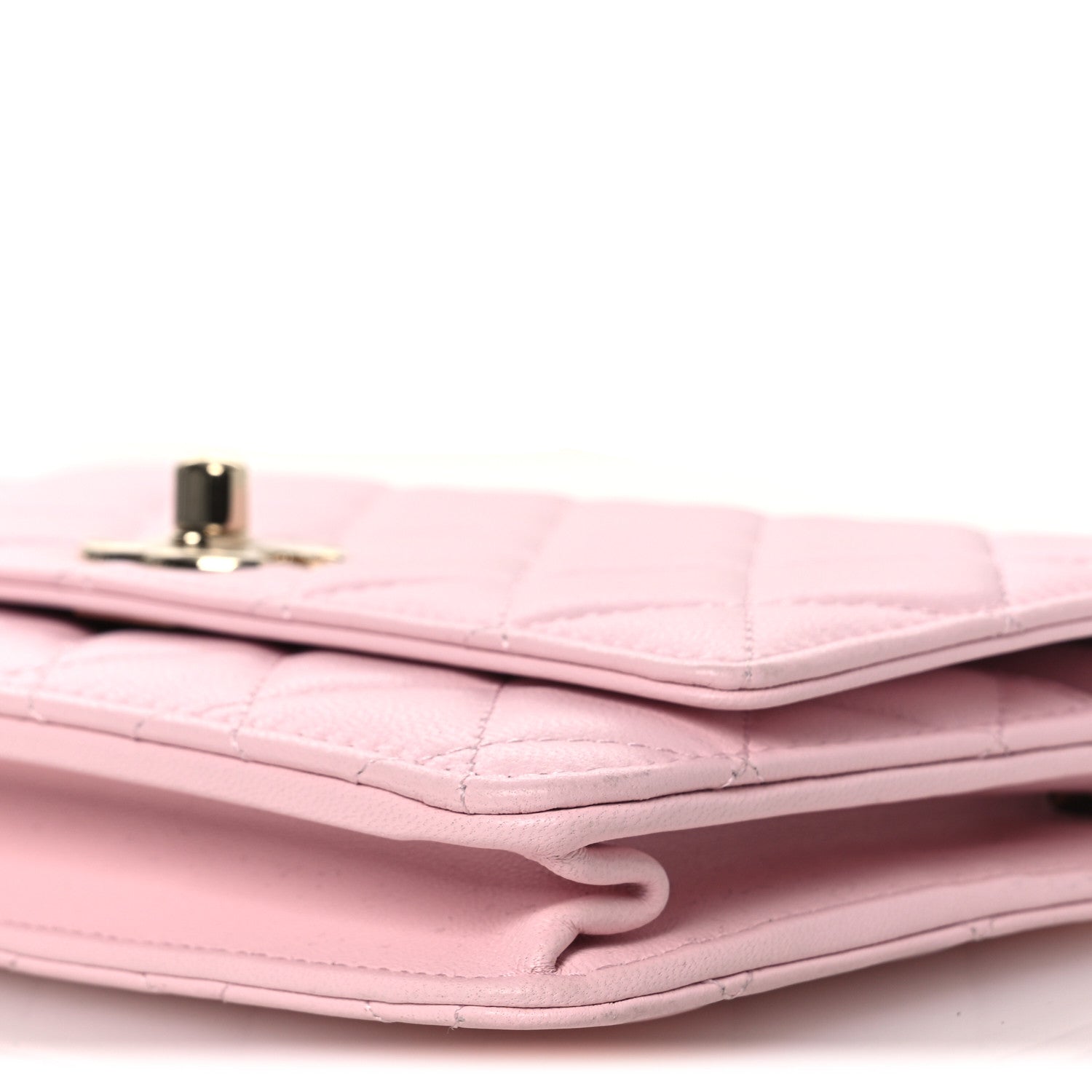 Lambskin Quilted Trendy Chain CC Wallet On Chain WOC Light Pink