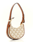 Canvas Calfskin Mini Ava Triomphe Shoulder Bag White