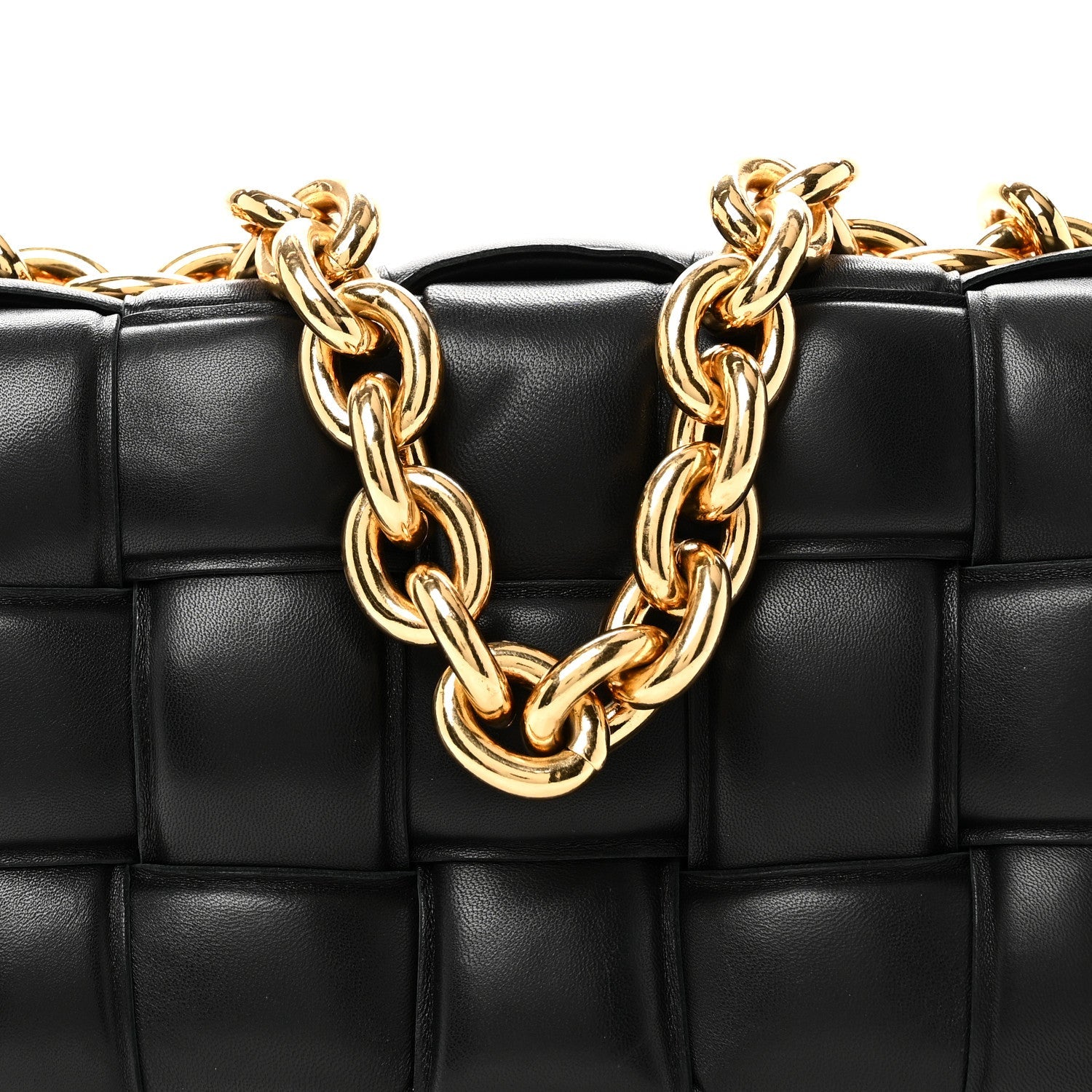 Lambskin Maxi Intreccio Padded Chain Cassette Crossbody Bag Black