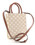 Triomphe Canvas Calfskin Mini Vertical Cabas White