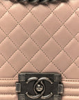 Lambskin Quilted Medium Boy Flap Light Pink