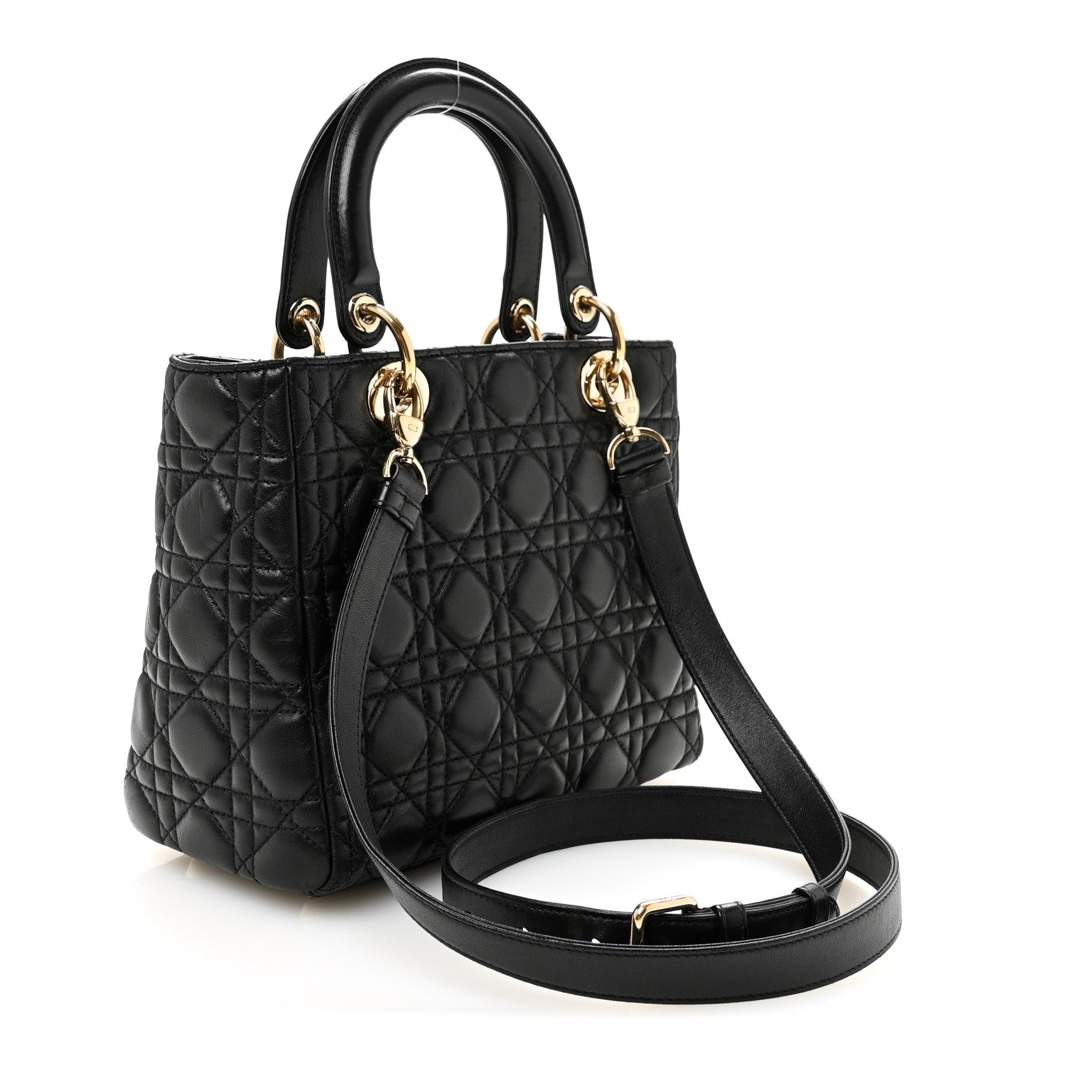 Lambskin Cannage Medium Lady D1OR Black