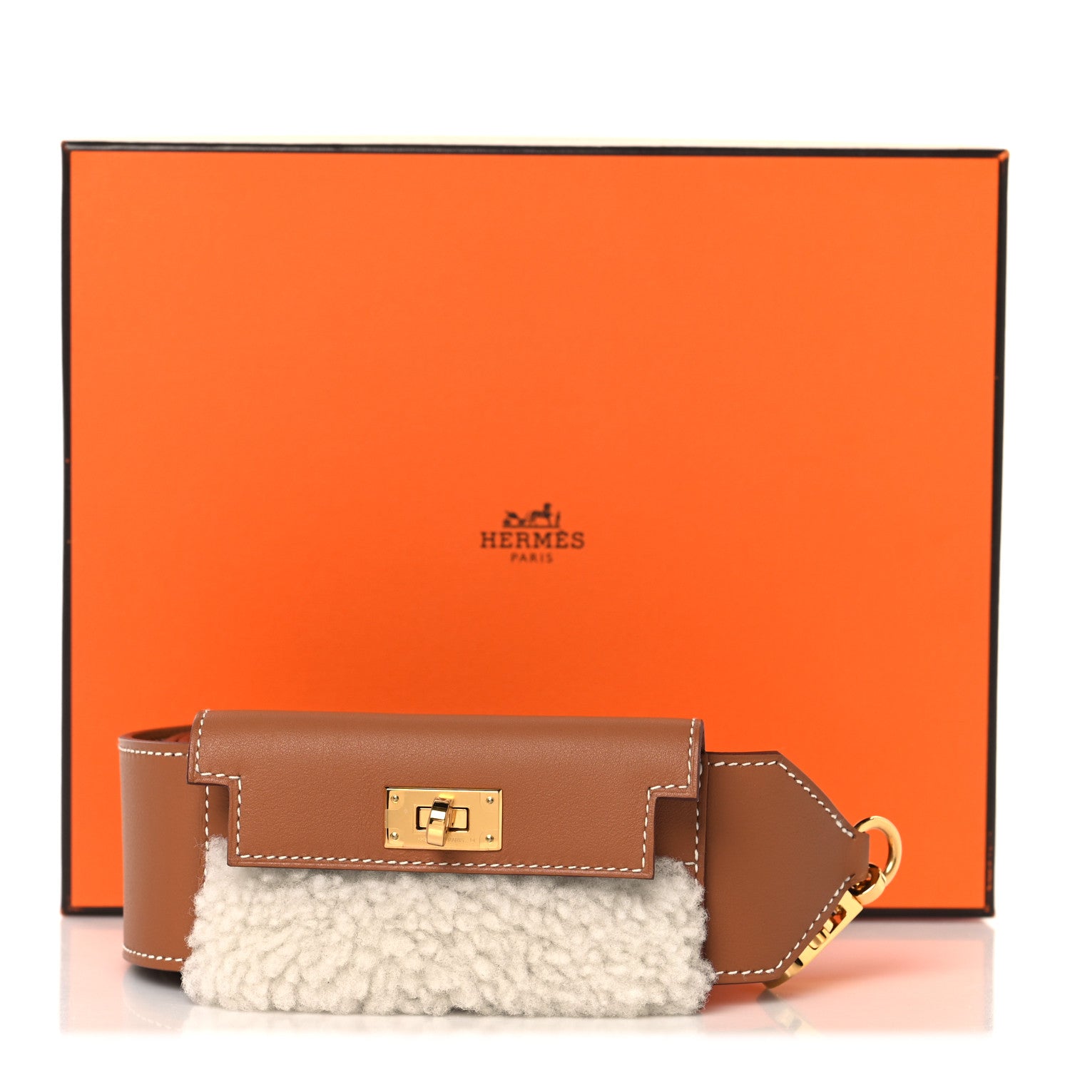 Swift Shearling Kelly Pocket Plush Shoulder Strap Gold