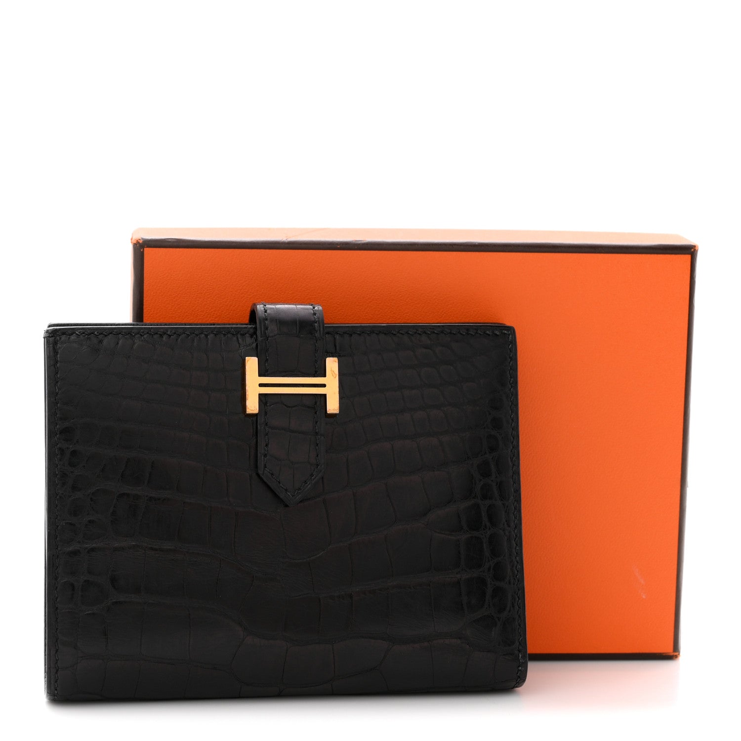 Matte Alligator Bearn Compact Wallet Black