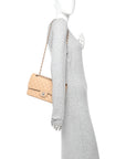 Caviar Quilted Medium Double Flap Beige