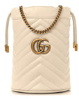 Calfskin Matelasse Mini GG Marmont 2.0 Bucket Bag White