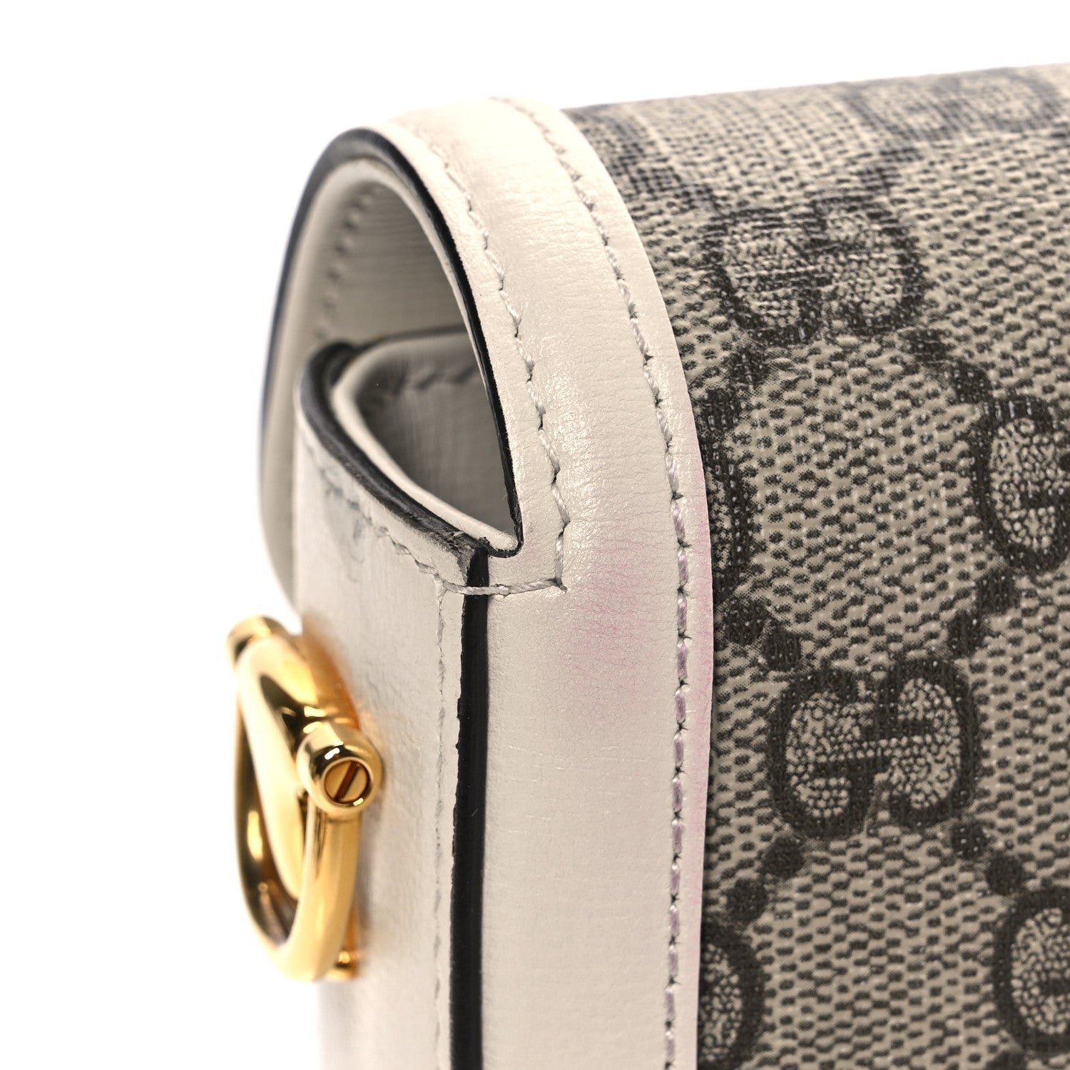 GG Supreme Monogram Textured Dollar Calfskin Web Mini Horsebit 1955 Shoulder Bag