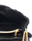 Shearling Y Quilted Monogram Medium Loulou Chain Satchel Black