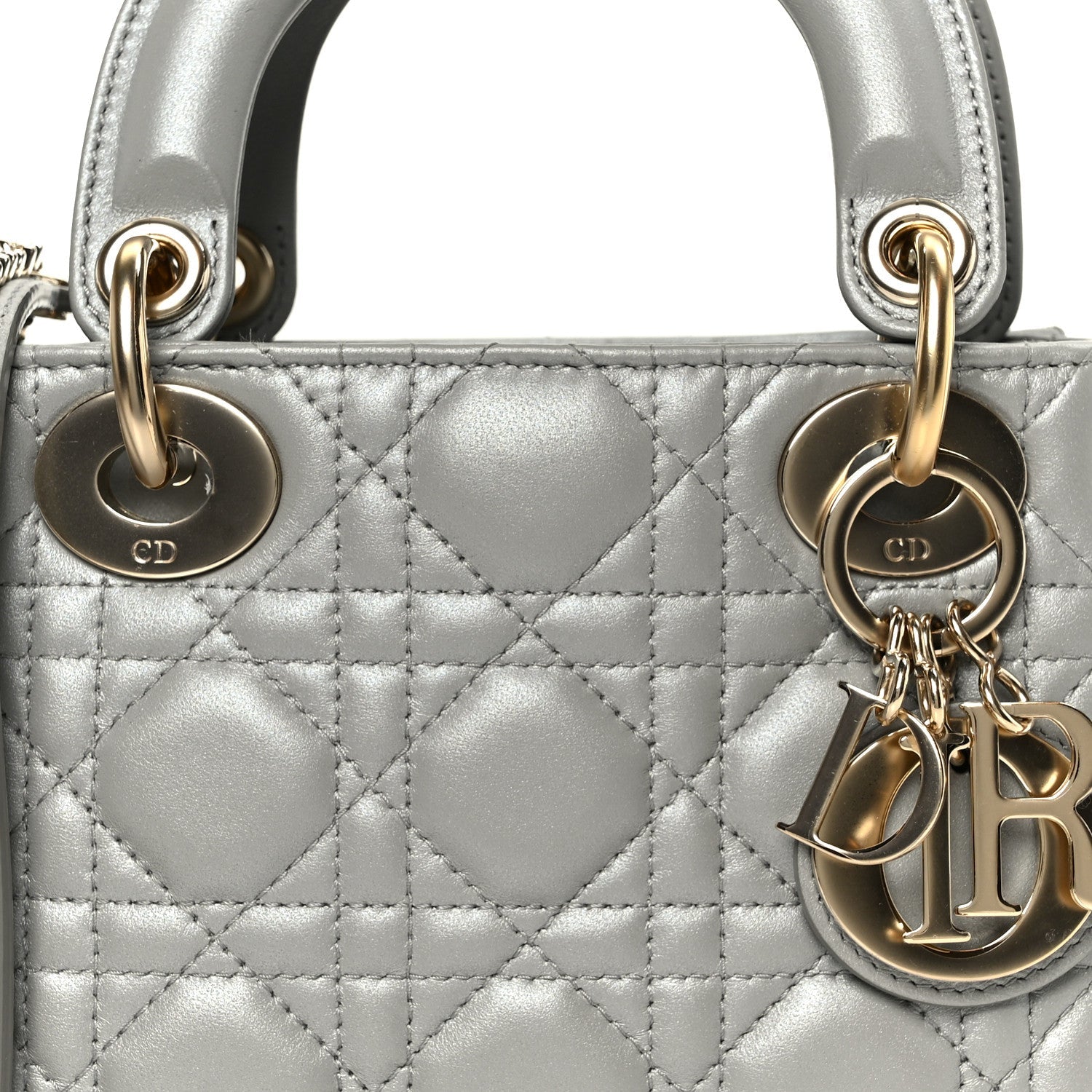 Lambskin Cannage Mini Lady D1OR Gray Opaline