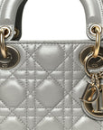 Lambskin Cannage Mini Lady D1OR Gray Opaline
