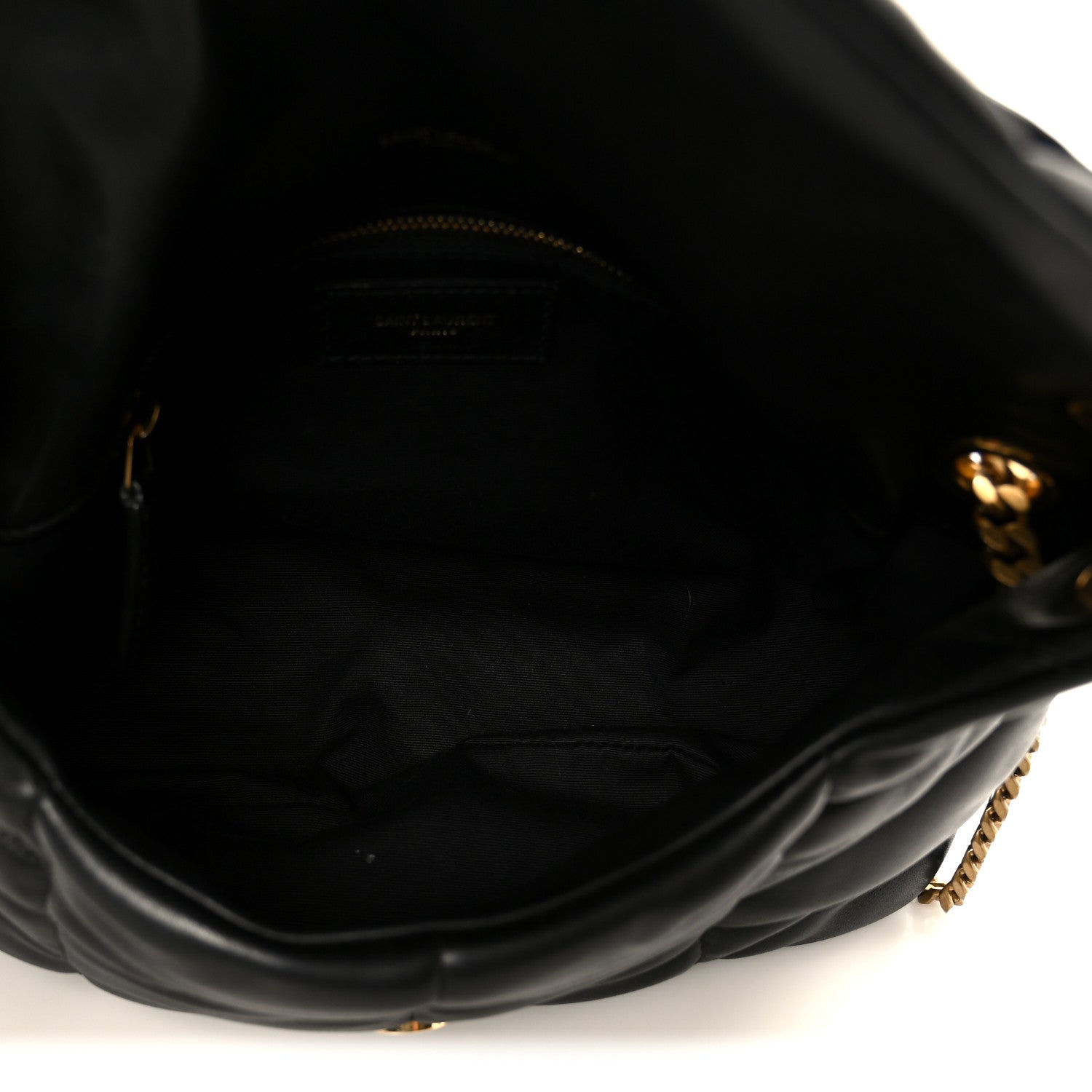 Lambskin Quilted Small Loulou Puffer Monogram Chain Satchel Black