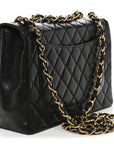 Lambskin Quilted Jumbo Single Flap Black