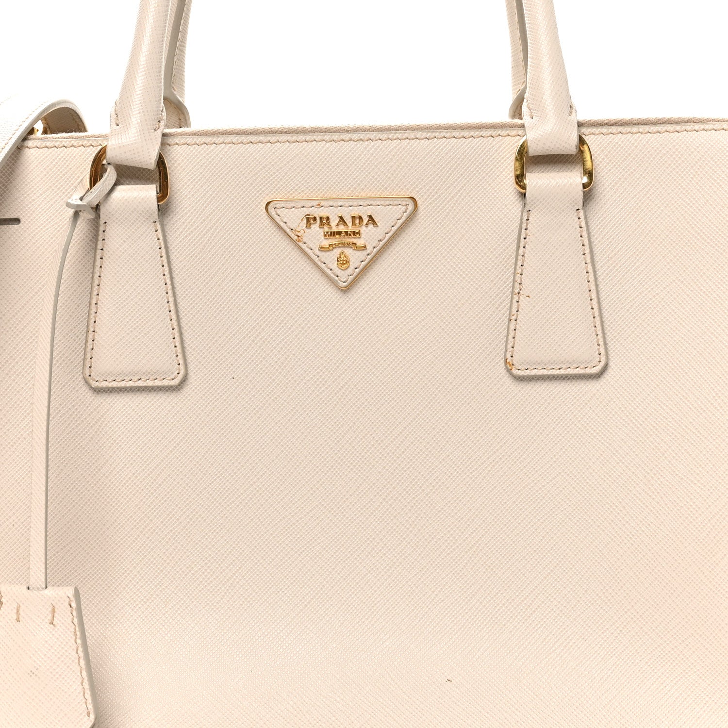 Saffiano Lux Medium Galleria Double Zip Tote Talco