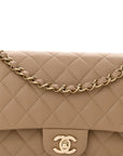 Caviar Quilted Medium Double Flap Dark Beige