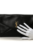Grained Lambskin Cassandre Envelope Pouch Black
