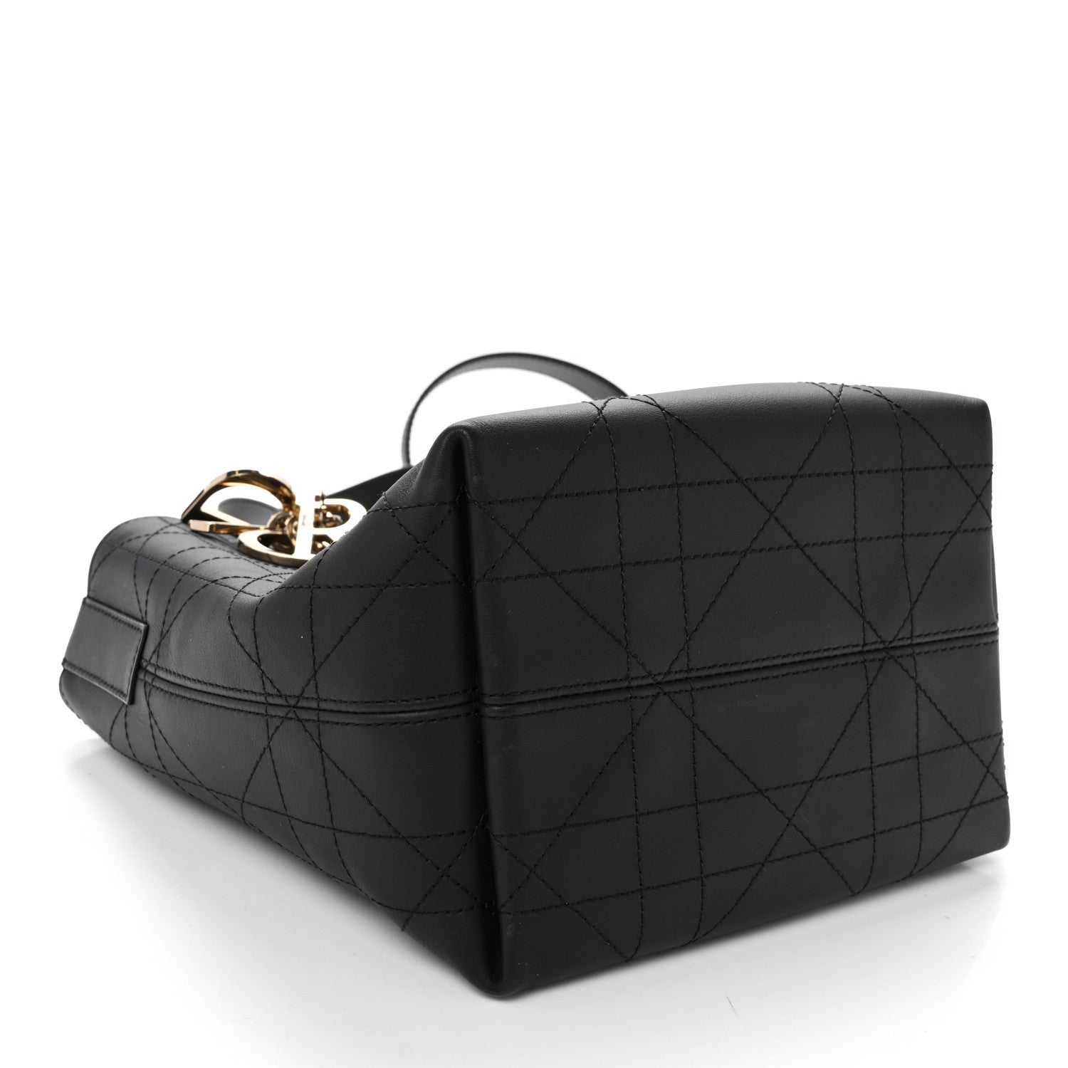 Smooth Calfskin Vintage Flat Macrocannage Small Toujours Vertical Tote Black