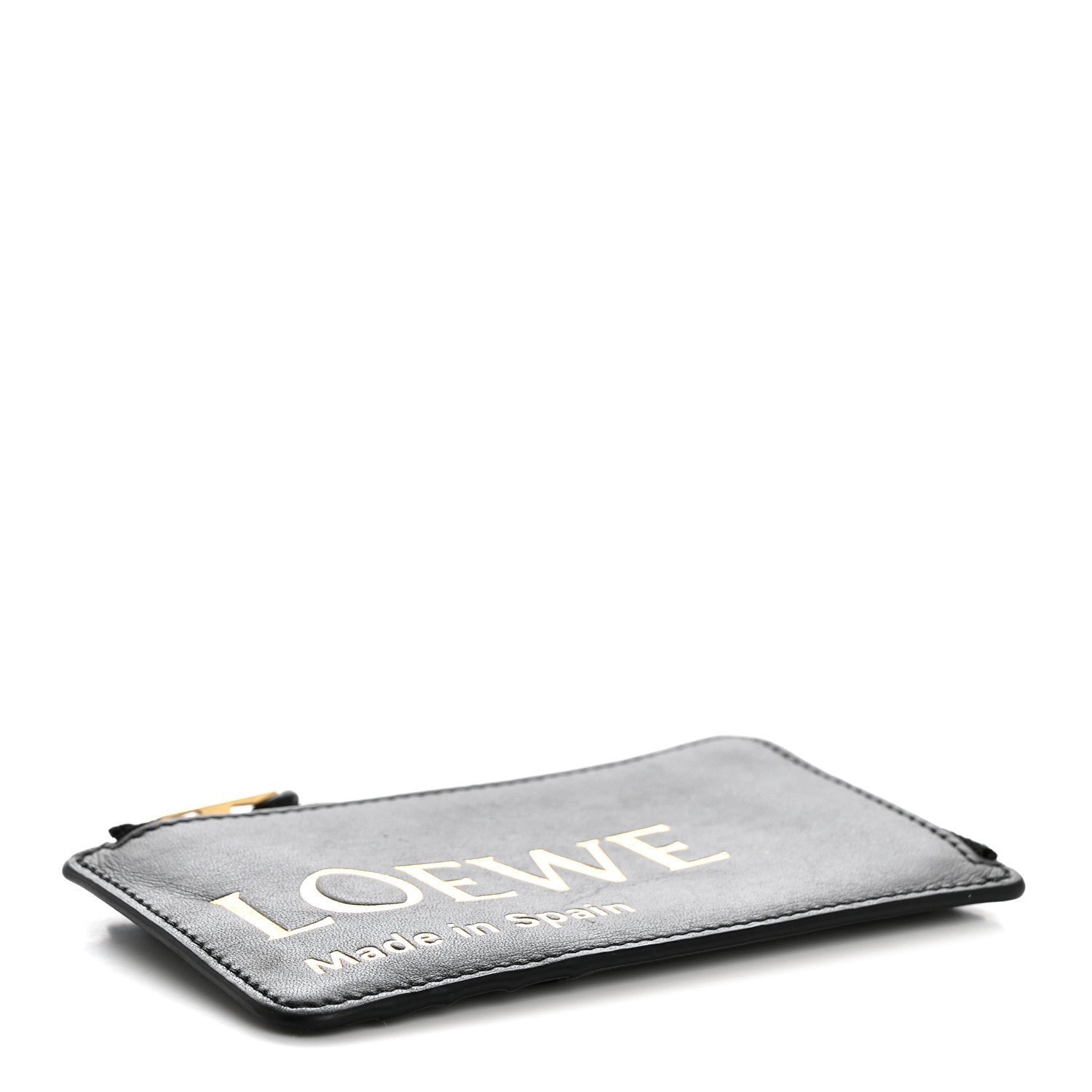 Calfskin Logo Coin Card Holder Black