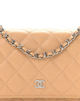Caviar Quilted Wallet On Chain WOC Beige
