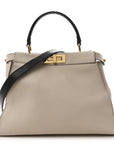 Vitello Seta Snakeskin Monster Eyes Medium Peekaboo Iconic Satchel  Amido Sand Black