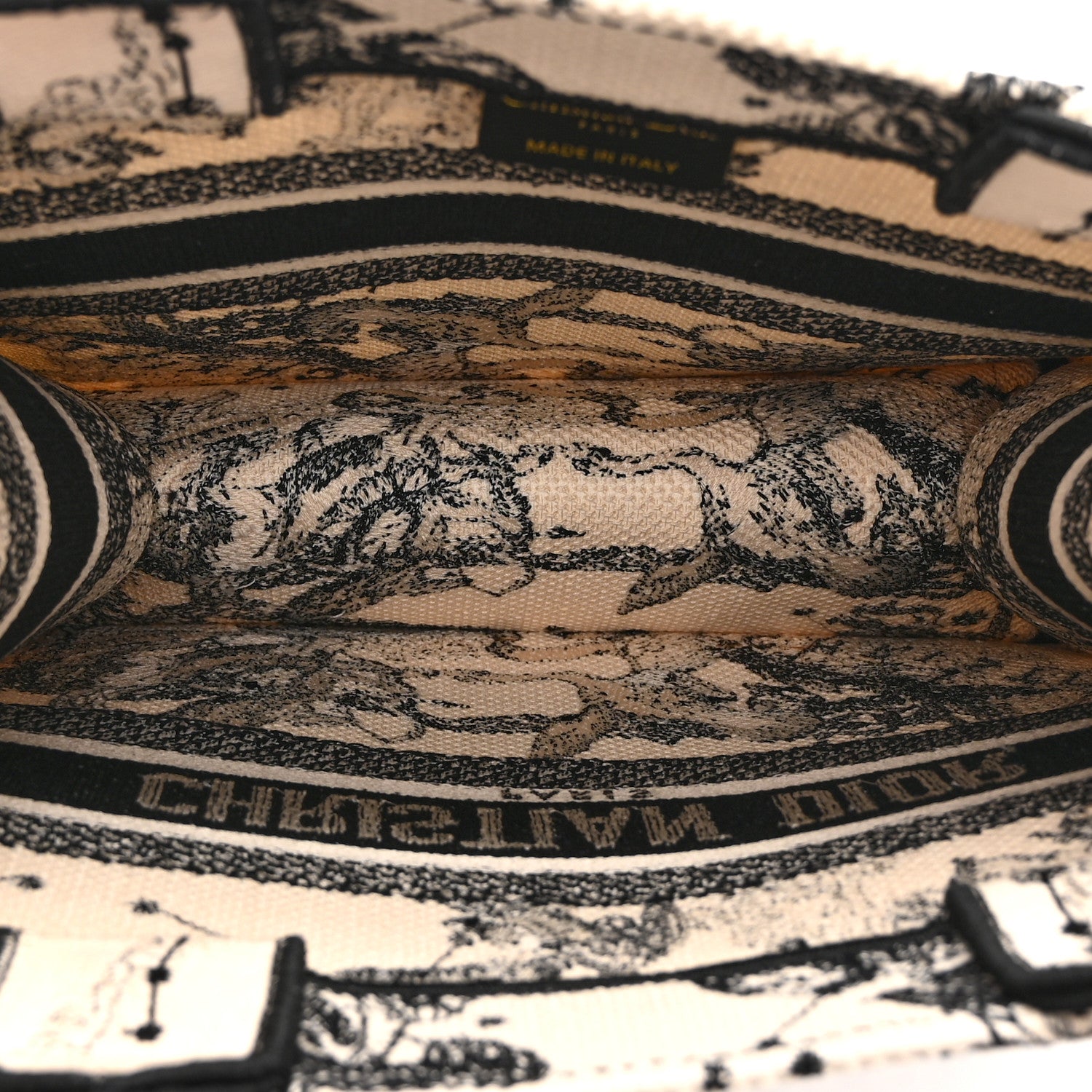 Canvas Embroidered Small Zodiac Toile De Jouy Book Tote Latte