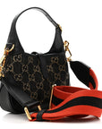 Jacquard Black Denim GG Monogram Textured Dollar Calfskin Mini Jackie 1961 Hobo Black Ivory