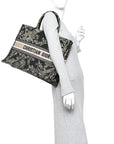 Canvas Embroidered Large Ornamental Cornely Book Tote Black Beige