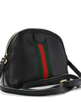 Calfskin GG Web Small Ophidia Dome Shoulder Bag Black