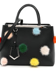 Vitello Dolce Mink Fur Pom Pom Petite 2Jours Tote Black Multicolor